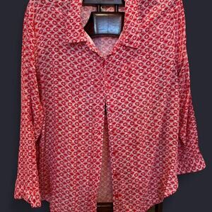 Red and white floral print